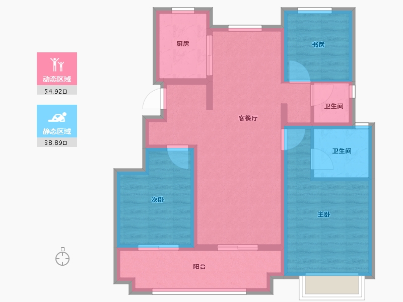 安徽省-芜湖市-拓基弘阳时光里-82.96-户型库-动静分区