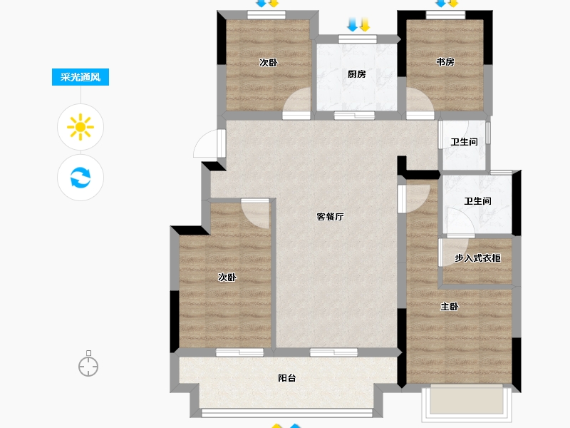 安徽省-芜湖市-拓基弘阳时光里-81.07-户型库-采光通风