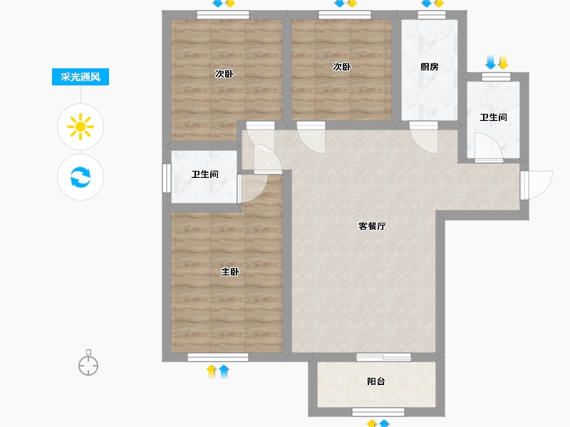 山东省-临沂市-卓新江来-75.25-户型库-采光通风