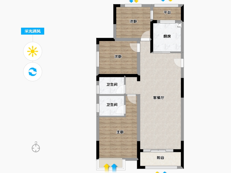 河南省-驻马店市-上林苑-89.61-户型库-采光通风