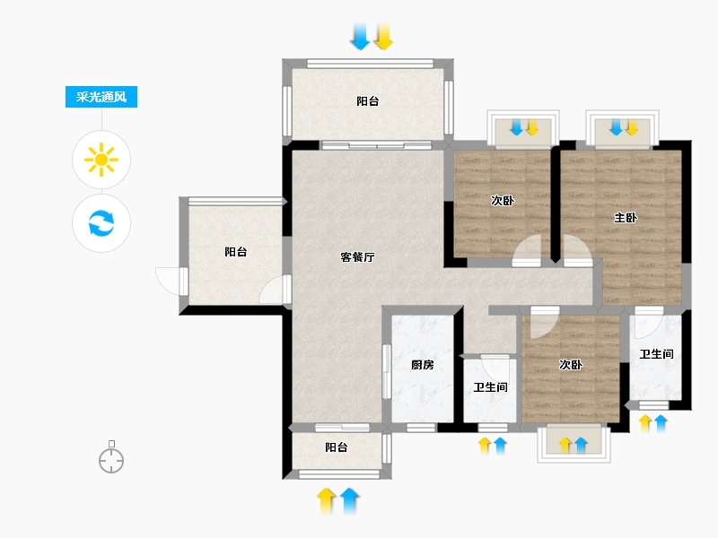 湖南省-株洲市-春藤公馆-92.37-户型库-采光通风