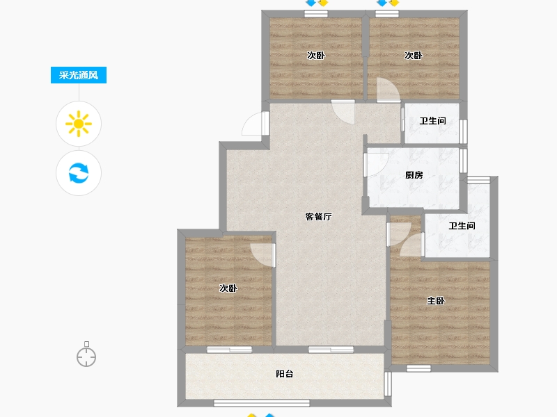 浙江省-宁波市-千竹府-97.00-户型库-采光通风