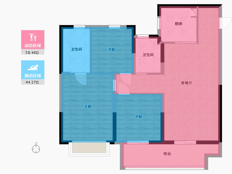 江苏省-无锡市-时光玖境-92.00-户型库-动静分区