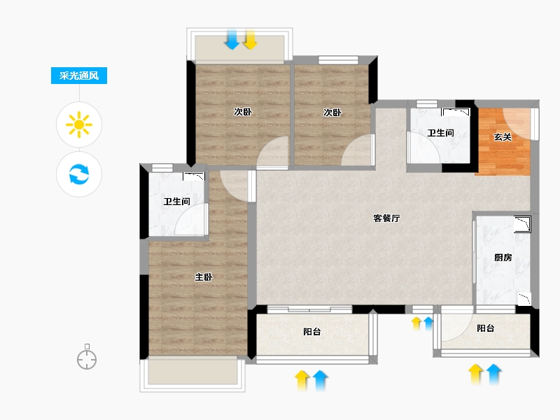 四川省-成都市-金科中梁美院-79.04-户型库-采光通风