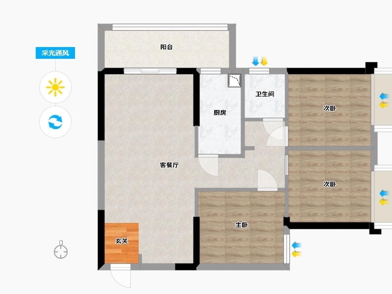 广西壮族自治区-南宁市-隆源学府-75.22-户型库-采光通风