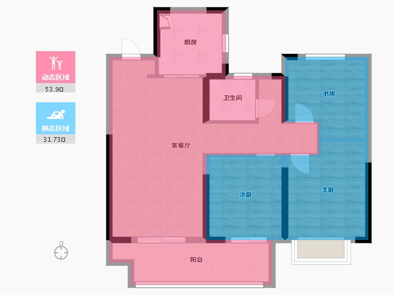 江苏省-无锡市-时光玖境-76.00-户型库-动静分区