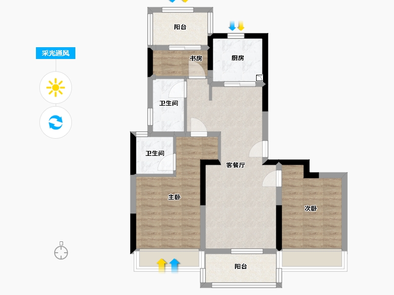 河南省-郑州市-东青・云锦熙悦-73.76-户型库-采光通风