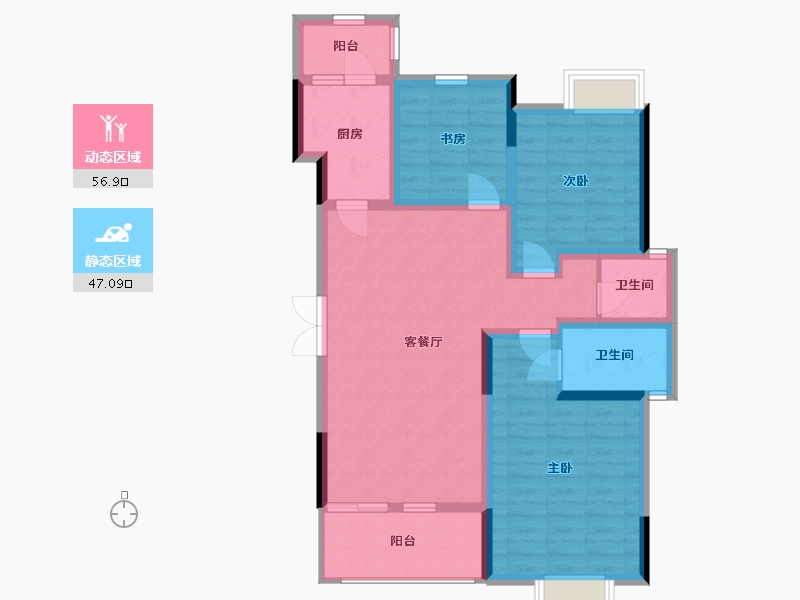 四川省-成都市-人居亿澜峰荟-92.36-户型库-动静分区