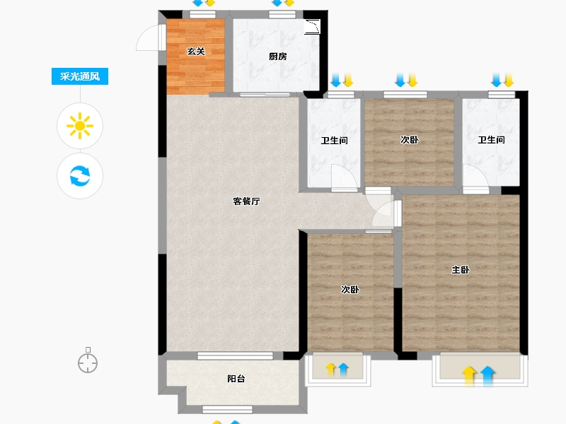 河南省-郑州市-新郑奥园和悦府-98.40-户型库-采光通风