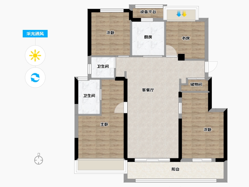 江苏省-无锡市-建发泊月湾-96.00-户型库-采光通风