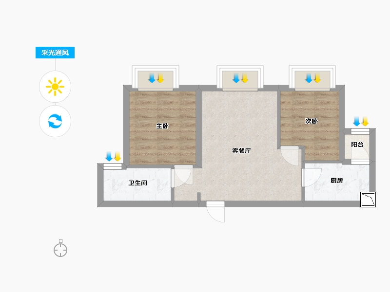 四川省-成都市-人居大同峰荟-45.25-户型库-采光通风