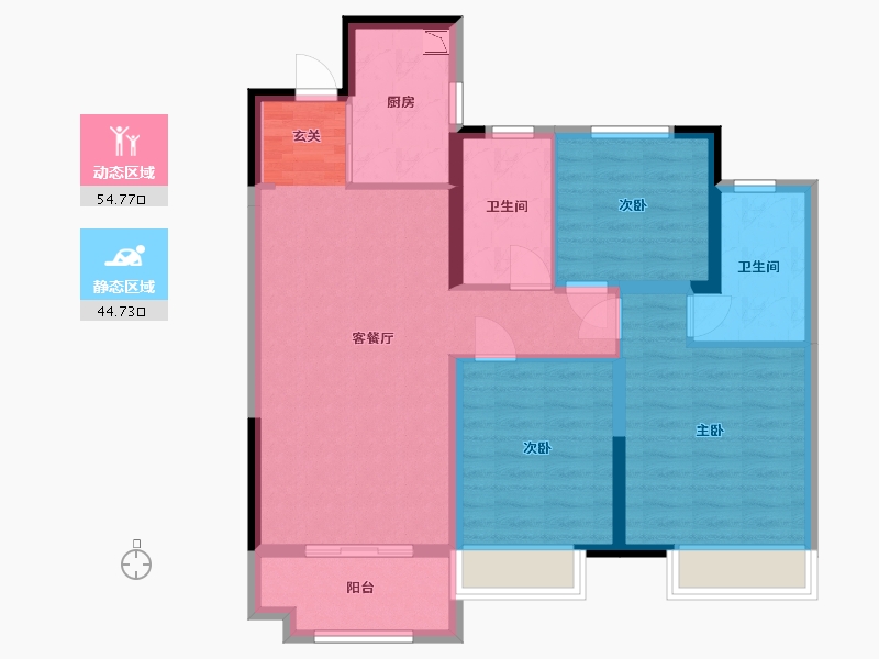 河南省-郑州市-新郑奥园和悦府-88.80-户型库-动静分区