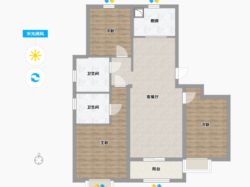 山东省-聊城市-新城・金樾府-100.00-户型库-采光通风