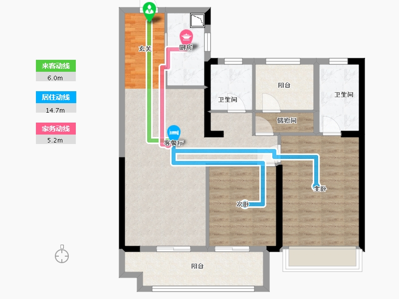 湖南省-长沙市-卓越伊景苑-86.40-户型库-动静线