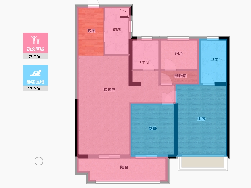 湖南省-长沙市-卓越伊景苑-86.40-户型库-动静分区