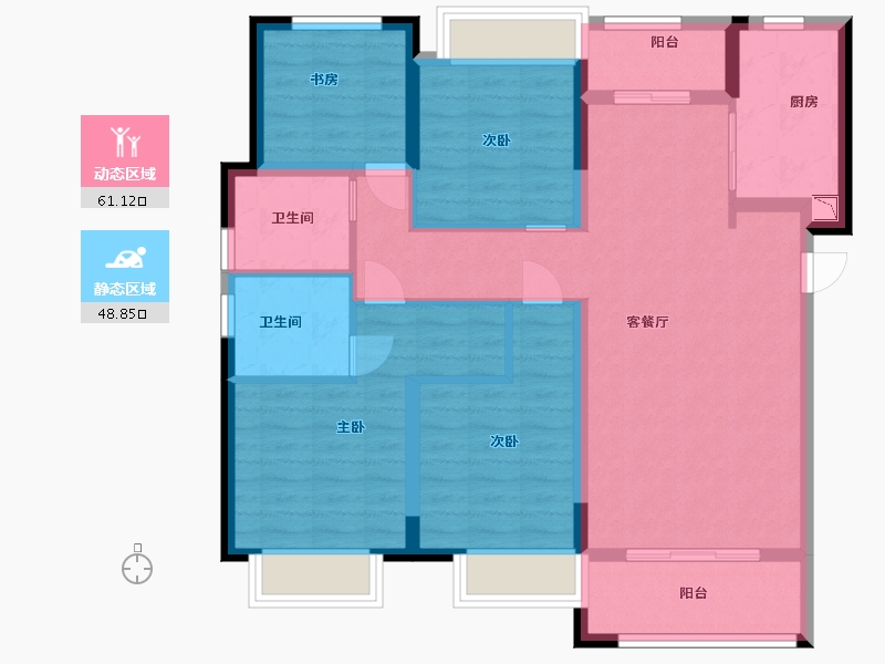 湖南省-长沙市-阳光城・翡丽云邸-97.60-户型库-动静分区