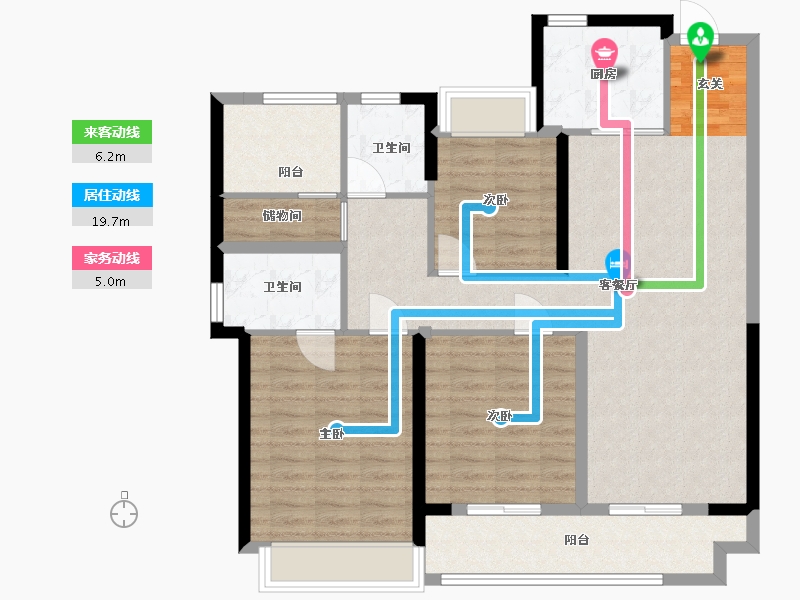 湖南省-长沙市-卓越伊景苑-104.00-户型库-动静线