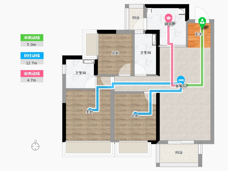 四川省-成都市-金科中梁美院-70.03-户型库-动静线