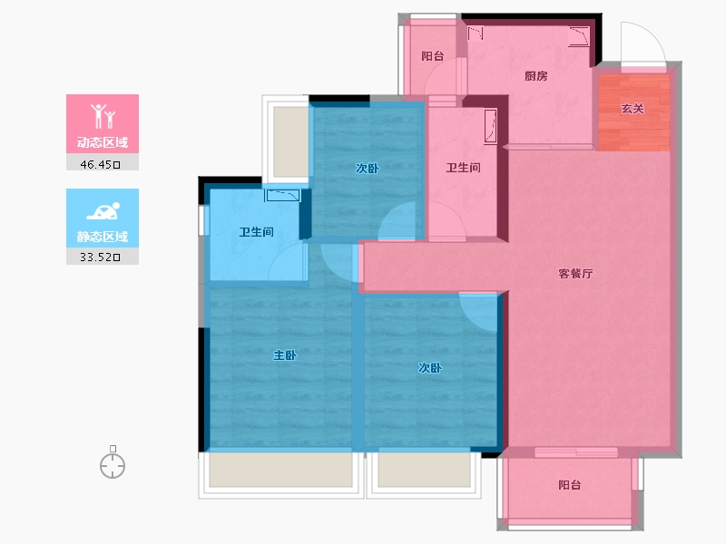 四川省-成都市-金科中梁美院-70.03-户型库-动静分区