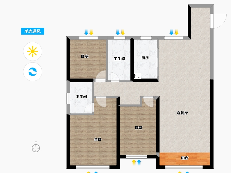 甘肃省-兰州市-中海・寰宇天下-102.93-户型库-采光通风