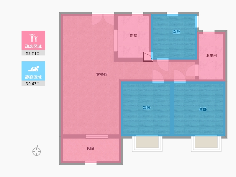 安徽省-合肥市-中建开元御湖公馆-73.00-户型库-动静分区