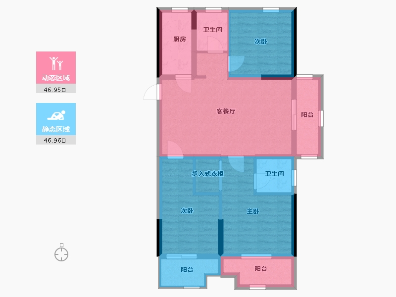 山东省-德州市-中骏雍景湾-83.26-户型库-动静分区