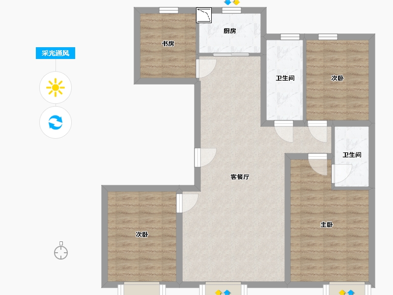 吉林省-长春市-万龙净月上院-89.63-户型库-采光通风