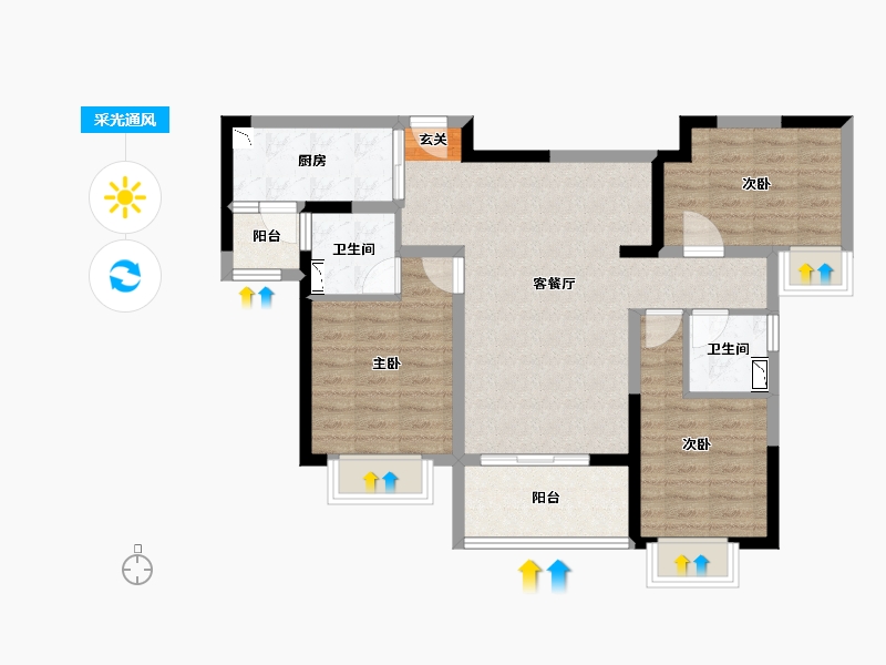 四川省-成都市-雅居乐锦尚雅宸-81.04-户型库-采光通风