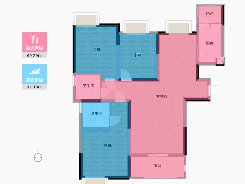 四川省-成都市-人居樾江峰荟-92.58-户型库-动静分区