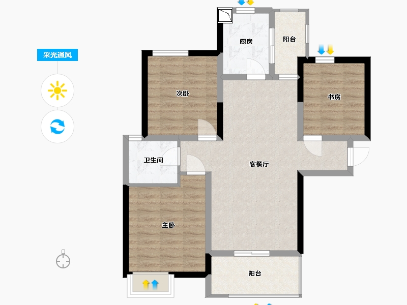 四川省-成都市-人居樾江峰荟-79.43-户型库-采光通风