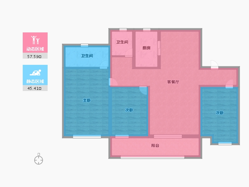 山东省-烟台市-华发观山水-90.50-户型库-动静分区