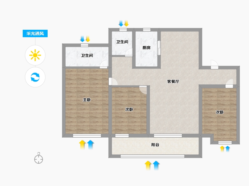 山东省-烟台市-华发观山水-90.50-户型库-采光通风