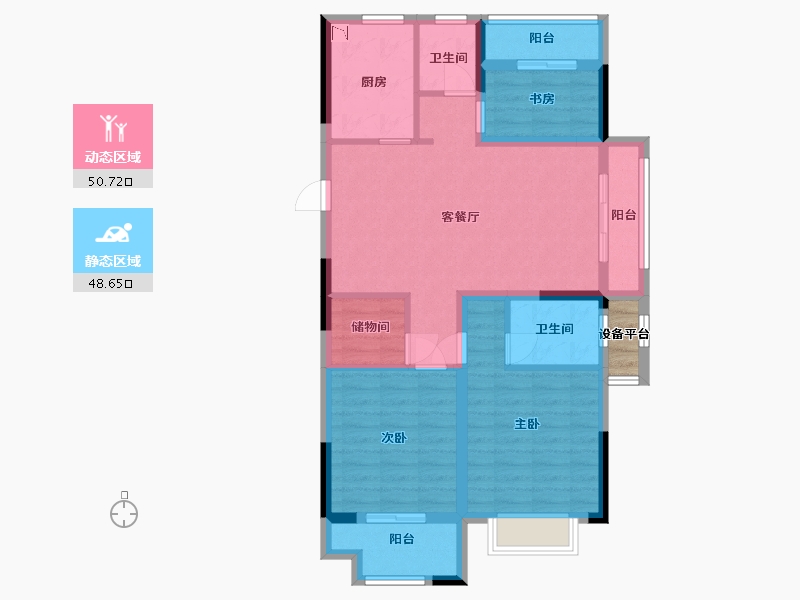 浙江省-宁波市-伊美尚品-89.60-户型库-动静分区