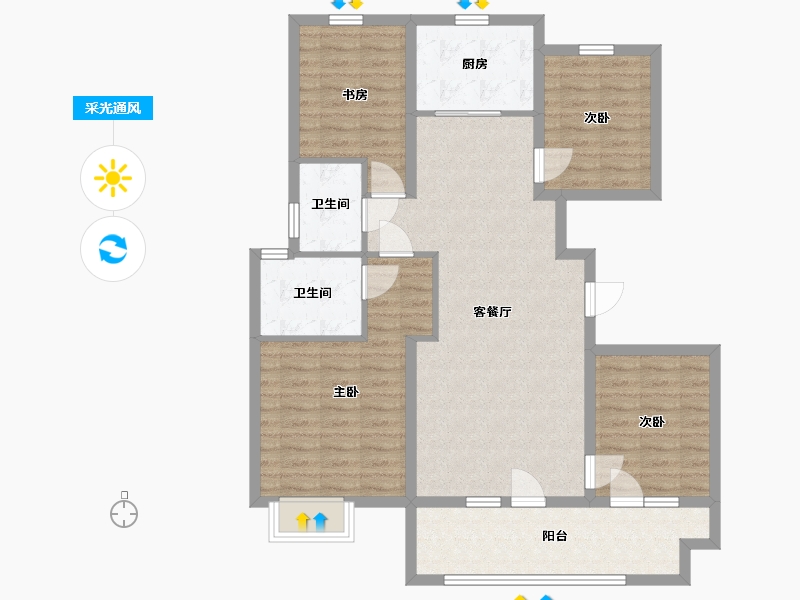 山东省-德州市-石榴春江明月-101.60-户型库-采光通风