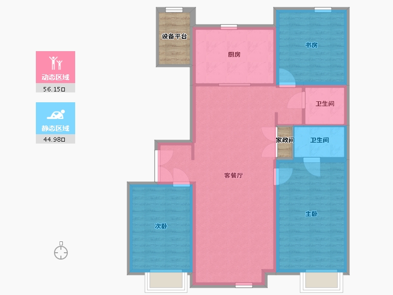 内蒙古自治区-包头市-万科城-95.87-户型库-动静分区