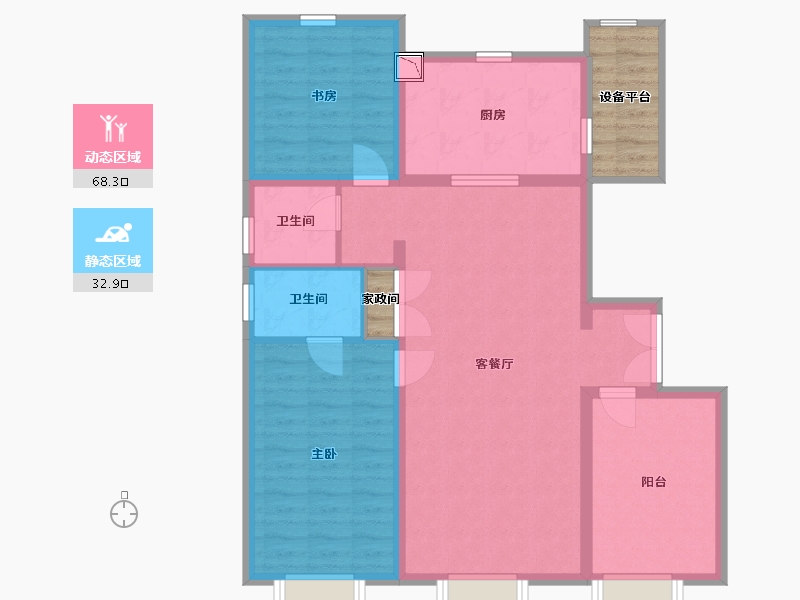 内蒙古自治区-包头市-万科城-97.11-户型库-动静分区