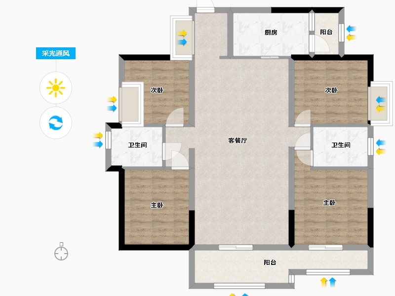 广东省-东莞市-THE EMERALD星岸-105.81-户型库-采光通风