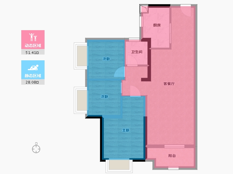 广东省-汕尾市-保利麓公馆-70.58-户型库-动静分区