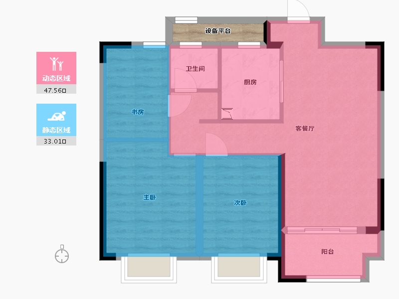 浙江省-宁波市-伊美尚品-74.39-户型库-动静分区