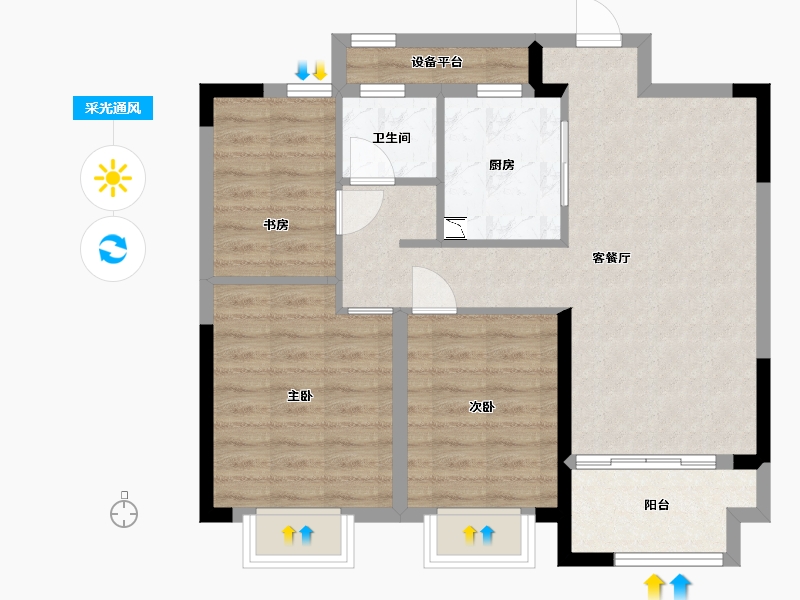 浙江省-宁波市-伊美尚品-74.39-户型库-采光通风