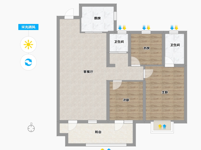 山东省-德州市-石榴春江明月-89.60-户型库-采光通风