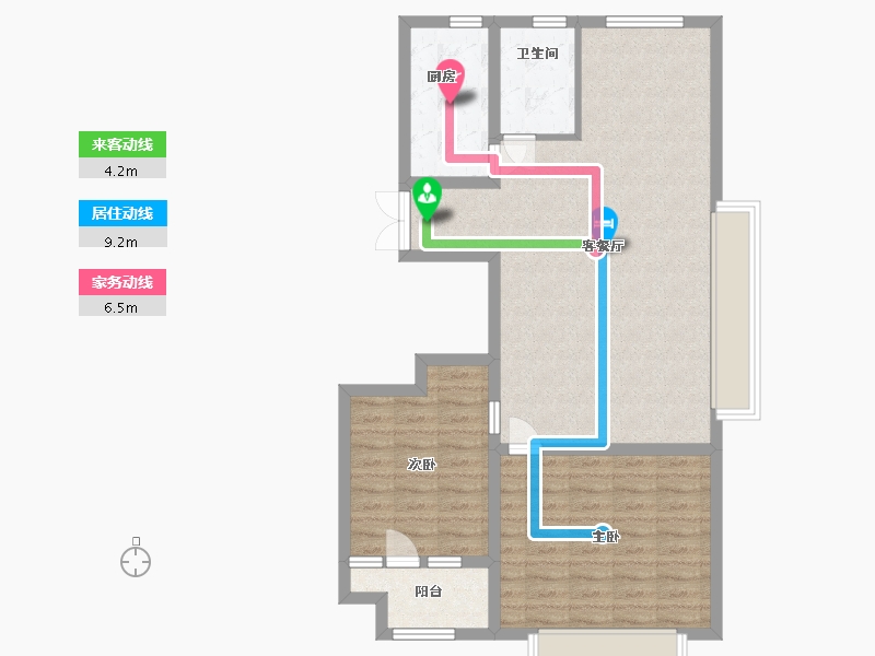 山东省-潍坊市-雅柏文一号公馆-85.60-户型库-动静线