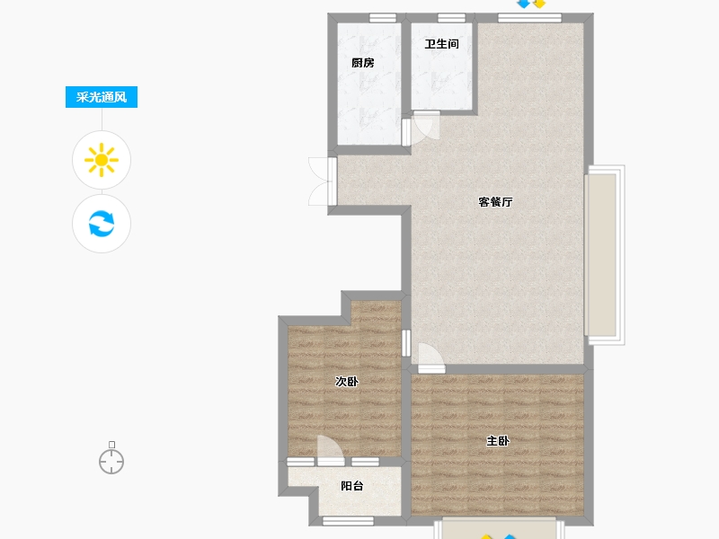 山东省-潍坊市-雅柏文一号公馆-85.60-户型库-采光通风