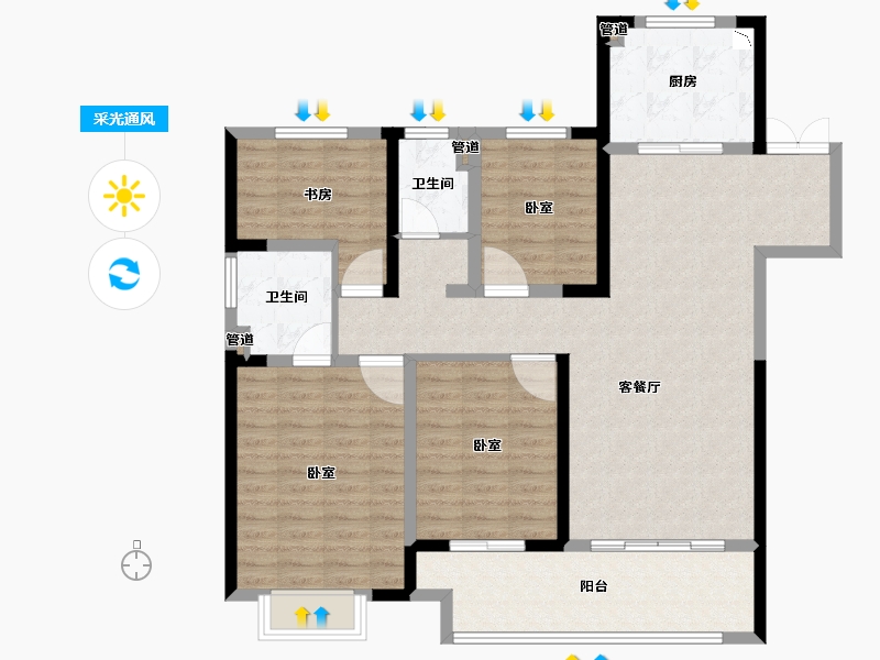 浙江省-湖州市-吾悦华府-112.01-户型库-采光通风