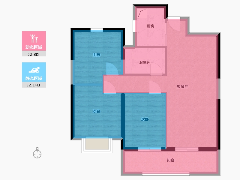 湖北省-鄂州市-富力金禧悦城-75.99-户型库-动静分区