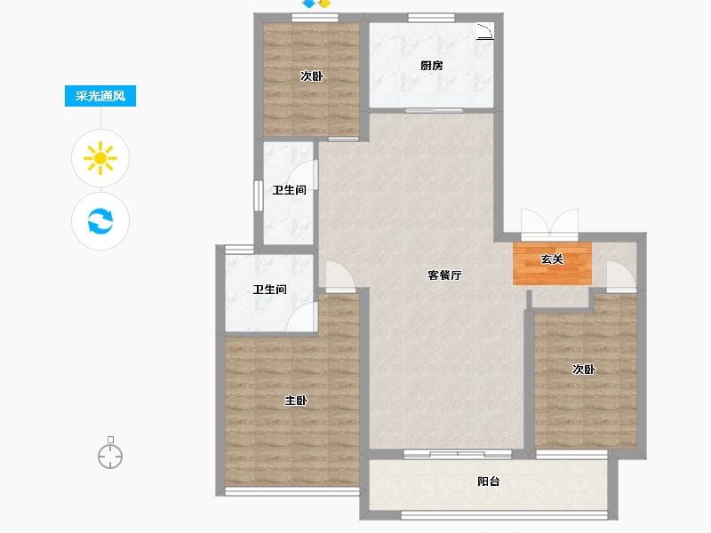 山东省-潍坊市-中梁新嘉拾光悦-103.20-户型库-采光通风