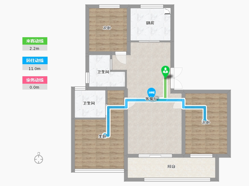 山东省-潍坊市-中梁新嘉拾光悦-88.80-户型库-动静线