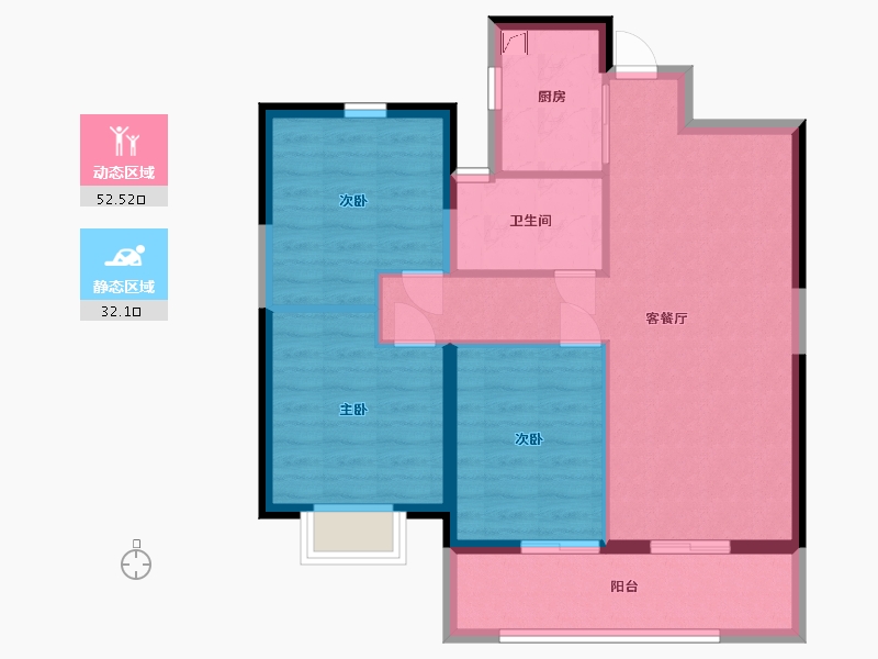 湖北省-鄂州市-富力金禧悦城-75.79-户型库-动静分区