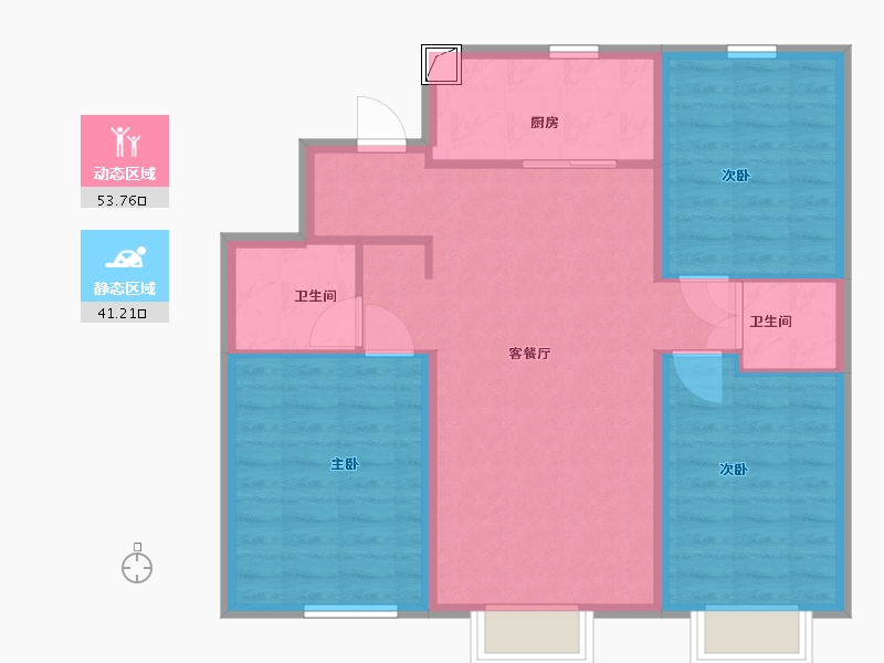 内蒙古自治区-包头市-万科城-85.60-户型库-动静分区