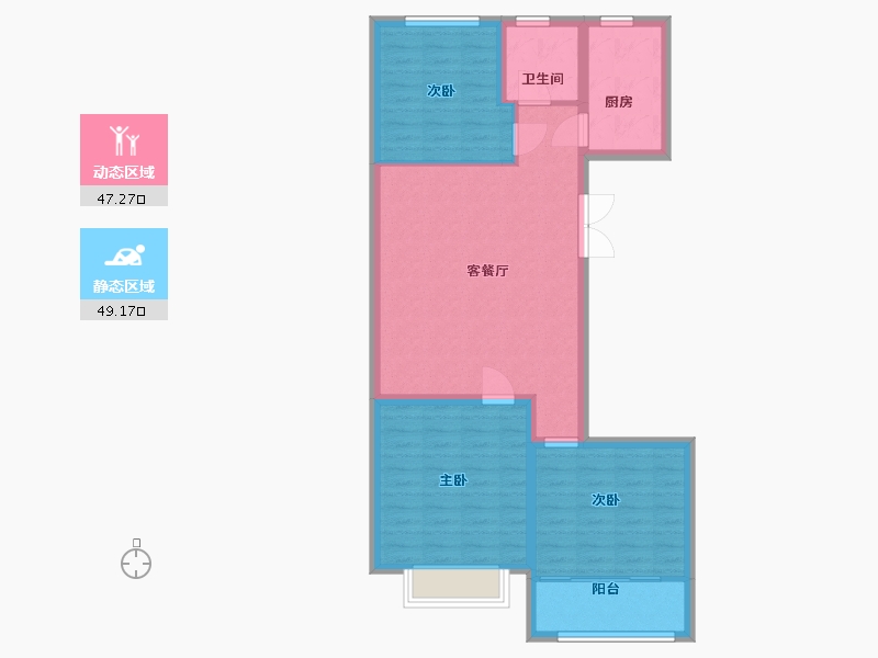 山东省-潍坊市-雅柏文一号公馆-87.20-户型库-动静分区